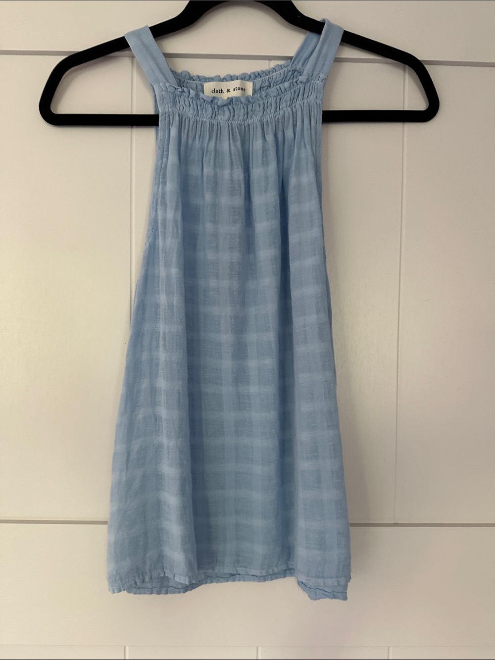cloth & stone Pale Blue Smocked-Neck A-Line Top